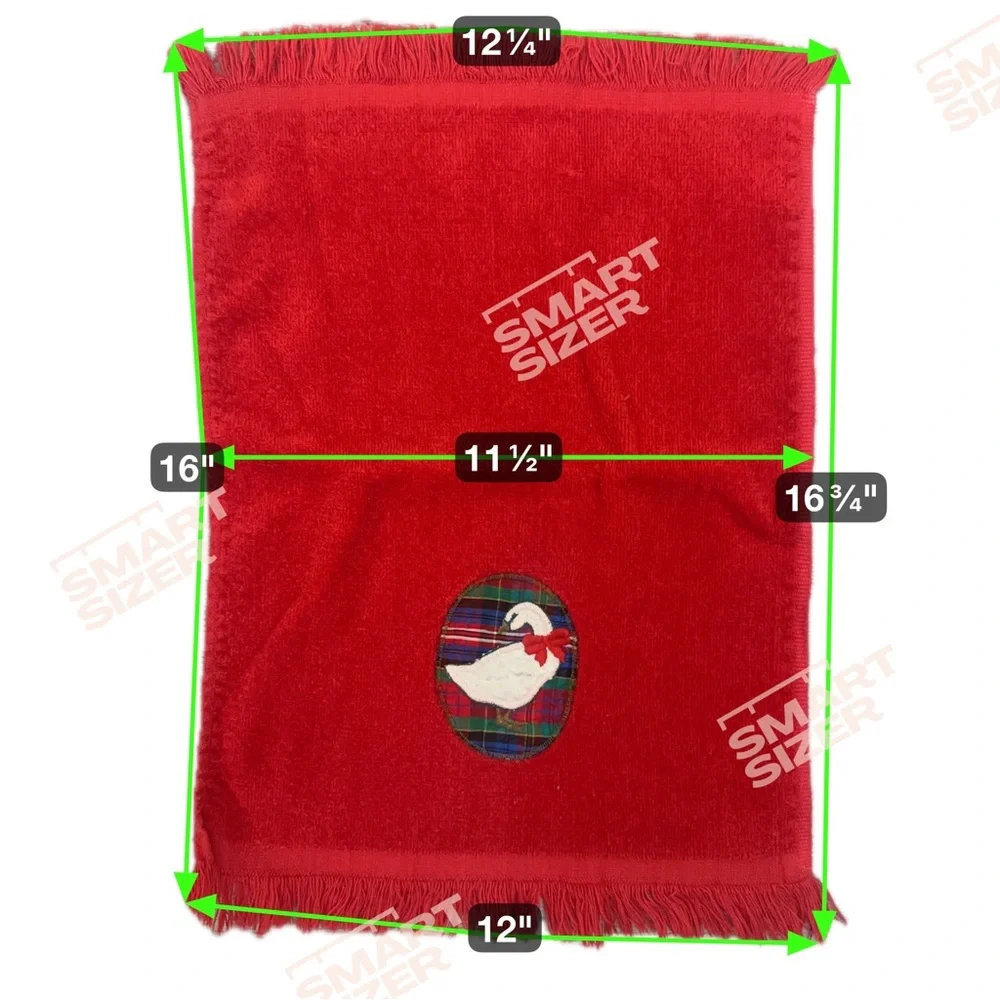 VTG Goose Bath‎ Towel Set Red Plaid Trim 80s 90s Cottagecore Holiday Grannycore
